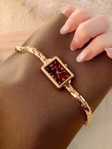 1pc Women's Oval Quartz Watch, Gold Color, Elegant & Fashionable, Suitable For Daily Wear, Birthday/Graduation Gift, Casual Gathering And Party - Gold - View 3