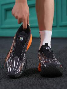 Lightweight Breathable Running Shoes - Carbon Plate Technology, Stable Support, All-Season Training Sneakers With EVA Cushioning And Arch Support. Low-Top Unisex Shoes For Marathon And Gym - Black - View 6