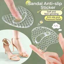 QKC 1 paire de coussinets avant-pied antidérapants pour femmes, semelles intérieures demi-taille souples pour talons hauts, préviennent la douleur et les frottements en été - Transparent - Voir 3