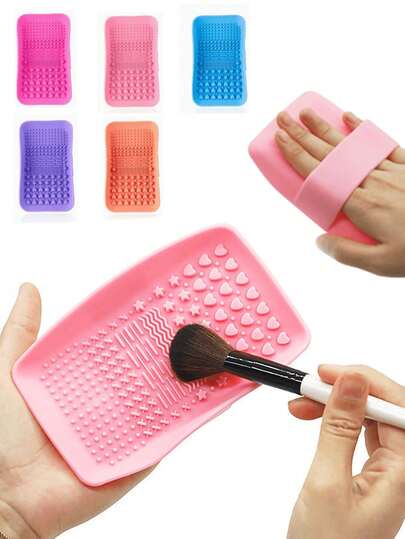 Thảm rửa cọ trang điểm hình vuông bằng silicon tự làm, miếng lót vệ sinh dụng cụ làm đẹp, thảm rửa cọ trang điểm nhiều màu sắc với thiết kế độc đáo, thảm rửa cọ trang điểm bằng silicon có bề mặt nhám, phụ kiện chống trượt giúp làm sạch cọ kỹ lưỡng.