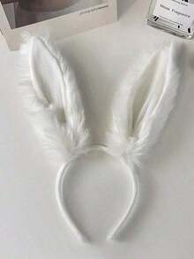 1pc Halloween Rabbit Ear Headband, Cute & Sweet Party Hair Accessory - Plush Bunny Ear Headband, Bunny Costume, Headbands, Hair Hoop Headbands, Role Playing Props, Hair Band, Home Beauty Women Accessory Gifts Accessories - 白色 - 查看 7
