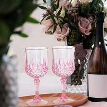 1/2/4/6/8/12pcs Pink Wine Glasses, Pink Printed Stemware For Party, Wedding, Halloween, Back To School, Holiday Gifts, 7oz - Pink - View 7