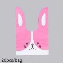 20pcs/Pack Pink & White Bunny Ear Gift Packaging Bags, Cute Easter Rabbit Storage Pouches - Rabbit Ears Bag - View 5