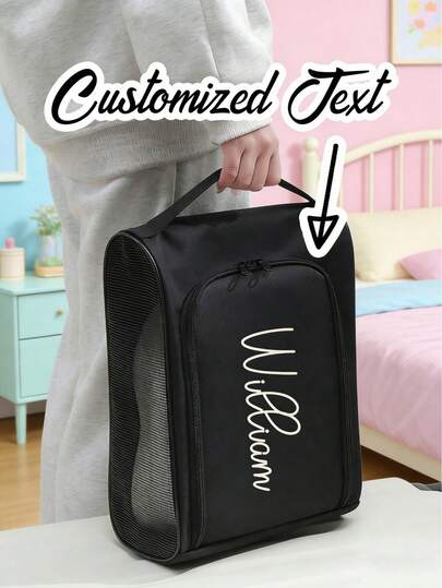 Personalized Name Travel Shoe Bag, Anti-Theft Basketball Football Shoe Bag, Portable Business Travel Shoe Bag, Shoe Bag Packaging, Dust-Proof Slipper Bag, Sports Shoe Bag, Outdoor Business Travel Waterproof Sports Shoe Bag, Breathable Mesh Football Shoe Bag For Men And Women, Practical Gift For Boyfriend/Girlfriend, Essential For Business Travel And Back To School