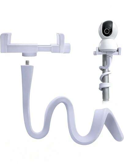 Baby Monitor Stand, Compatible With Baby Cameras And Mobile Phones, Tabletop Mount, Adjustable And Foldable, White
