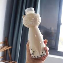 1 bình nước hình mèo dễ thương, thích hợp đựng sữa, trà, cà phê và nước ép, cốc uống nước di động, bình nước trong suốt phù hợp sử dụng tại nhà, tuyệt vời cho các buổi dã ngoại ngoài trời, tiệc tùng và cửa hàng đồ uống. - Nhiều màu - Xem 5