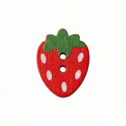 25/50PCS Sewing Strawberry Wooden Button Supplies Sew On Pink Red Colored Wooden Clothing Decoration Handmade Scrapbook Boutons