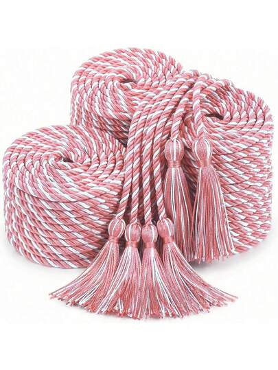 Dây danh dự tốt nghiệp 1/2/4/6/10 chiếc, dây bện danh dự dài 68 inch có tua rua, dây danh dự số lượng lớn cho sinh viên tốt nghiệp cử nhân, thạc sĩ, tiến sĩ, trang trí lễ tốt nghiệp (Hồng và Trắng)