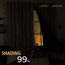 1pc Woven Floral Living Room/Bedroom Blackout Window Curtain, Self-Adhesive No Drilling Needed, Dust-Proof Thermal Insulation Translucent - Beige - View 6