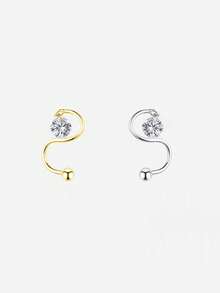 1pc S925 Sterling Silver Circular Zirconia Star Navel Piercing, With Round Spring Screw, Suitable For Daily Wear, Perfect Gift For Girlfriend, Mother And Sister - Single - View 4