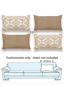 4件套波西米亚风抱枕套，花卉图案，聚酯纤维材质，复古亚麻面料，隐形拉链，可机洗，简约时尚线条图案，家居装饰抱枕套，适用于沙发、客厅、卧室，不含枕芯 - 米咖色 - 查看 7