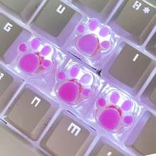 4pcsPersonalized Glue-On Transparent And Translucent Nail Art Featuring Cute Cat Paw Keys, Cartoon Office Cross Shaft Mechanical Keycaps, DIY. - View 5