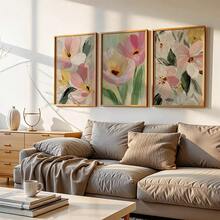 Pôster de parede com flores coloridas em tons neutros - Impressões de pinturas a óleo de plantas silvestres em tons pastel, pôsteres em tela adequados para decoração de sala de estar, quarto e banheiro - Flores silvestres suaves e discretas - Presente decorativo para espaços modernos. Moldura opcional. - Múltipla escolha - Ver 5