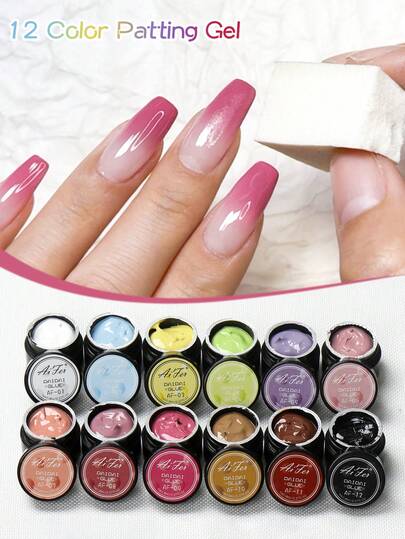 AiFer 1支 8毫升 拍打胶系列 高饱和度 流行半固态彩绘凝胶指甲油 艺术美甲沙龙专用