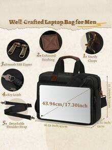 NEWHEY Tas Bahu Kanvas Pria Ukuran 15,6/17,3 Inci, Tas Selempang Laptop Tahan Air untuk Kerja dan Sekolah - MultiWarna - View 9