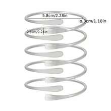 5pcs/Set Retro Adjustable Silvery Bangles Stacking Bangles For Women Daily Party Holiday Jewelry Birthday Gift - 銀色 - 查看 3