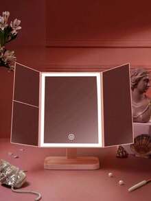 3-Fold LED Makeup Mirror, Rotating Tabletop Mirror, Illuminated Vanity Mirror With 3X/2X/1X Magnification, Portable High Definition Makeup Mirror, Touch Screen Brightness Adjustment, With Stand And 3 Lighting Modes, 3-Fold Foldable Design, Suitable For Home And Travel, Ideal For Beauty Products, Valentine's Day Gifts And Holiday Gifts. - Multicolor - View 20