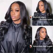 ZHENDEFA 波浪卷隐形绑带360°蕾丝前假发，真人发，女士专用，360°高清透明蕾丝前假发，波浪卷，预先拔毛，带婴儿发 - SNatural - 查看 3