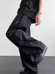 Men's Street Style Jogger Pants - With Side Stripes, Pockets And Drawstring Waist, Contrast Color Casual Sweatpants - màu đen - Xem 4