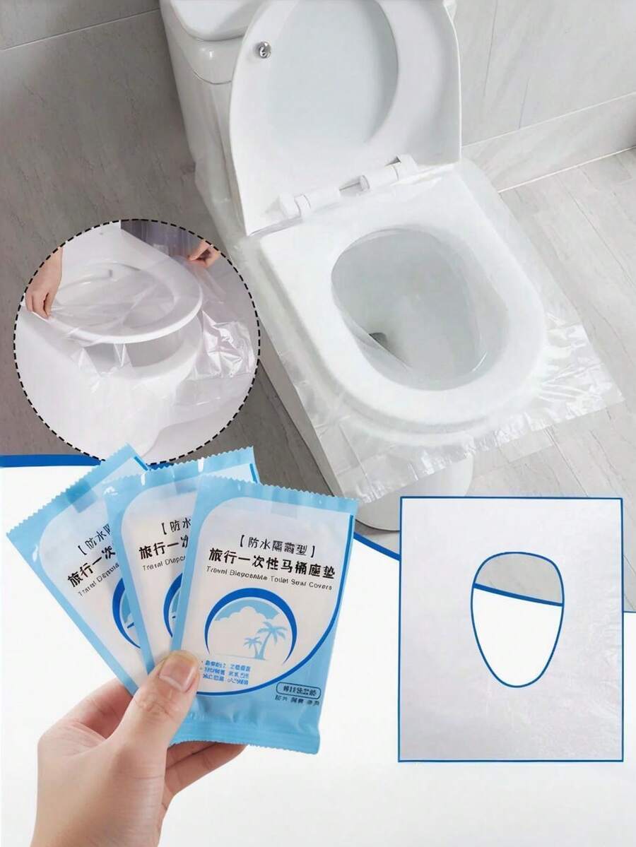 10/50 miếng lót bồn cầu dùng một lần cho du lịch, chống thấm nước 100%, chống trượt, an toàn cho cắm trại, khách sạn, thảm lót bồn cầu, giấy vệ sinh phòng tắm.