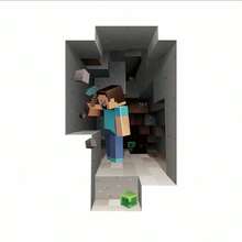 Minecraft 新款3D墙贴 - 自粘式，即撕即贴，防水游戏主题装饰壁画，适用于卧室和宿舍，MC像素艺术墙贴 - 均碼 - 查看 4