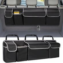 1pc Universal Car Seat Back Storage Bag, Large Capacity Oxford Cloth Car Trunk Organizer Bag With Multiple Pockets, Multi-Functional Storage Net Pouch, Car Storage Solution - Black - View 5
