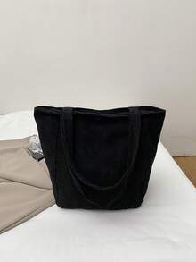 新款韩版优雅大容量多功能休闲复古女式单肩包，通勤手提包 - 黑色 - 查看 9