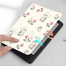 Flower Kindle Reader Protective Case, Cute Rabbit Pattern, Double-Sided Printing, Compatible With Kindle Paperwhite 5th/6th/7th, Paperwhite 10th/11th/12th, Kindle (Colorsoft)/10th/11th/12th And Other Popular Models, Kindle Cover/Kindle Accessories - Multicolor - View 2