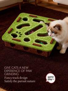 Cat Toys Self-Entertaining Boredom Relief Gadget, Small Cat Pet Puzzle Maze Felt Box With Bell Ball - View 3