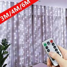 LED Fairy Lights Curtain, (Warm White, White, Colorful), 8 Lighting Modes, USB Remote Control With Timer, Decor For Windows, Christmas, Wedding, Birthday, Home, Patio - USB Curtain Light String - View 2