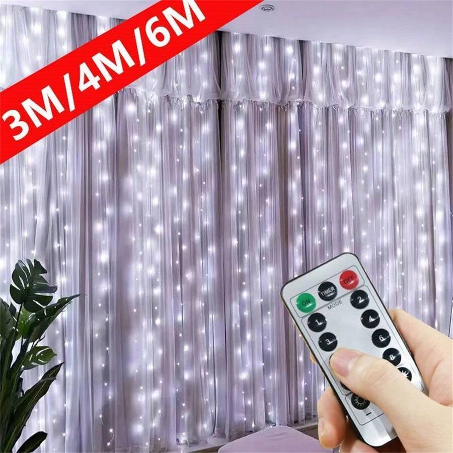 LED Fairy Lights Curtain, (Warm White, White, Colorful), 8 Lighting Modes, USB Remote Control With Timer, Decor For Windows, Christmas, Wedding, Birthday, Home, Patio