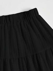 女士时尚宽松休闲百搭优雅甜美A字半身裙黑色夏季款 - 黑色 - 查看 5