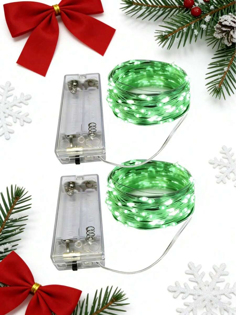2 Sets Fairy String Lights, AA Battery Powered, Low Voltage, Flexible Copper Wire, Create Warm & Romantic Ambiance, Suitable For Wedding, Holiday, Bedroom, Party, Valentine's Day, Bedside, Room, Home, Festival And Event Decoration