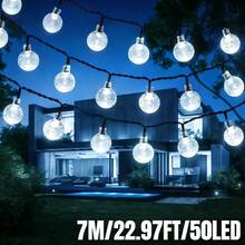 20/50/100 LED Solar Garden Light -8 Flashing Modes, Outdoor Solar Crystal Ball Light String, Waterproof Fairy Light, Modern Style, Plastic Material, Suitable For Garden, Tavern, Party, Commercial, Pavilion, Wedding, Party, Festival, Easter Decoration (Warm White/White/Color) - Crystal Ball - View 22