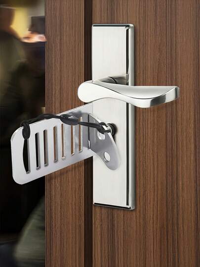 1pc Portable Travel Door Lock, Upgraded Travel Door Lock, Hotel/Rental Apartment Door Lock, Apartment Security Door Stopper, Women's Self-Defense Top Door Blocker, Portable Door Lock - Use This Hotel And Apartment Door Jammer To Enhance Your Travel Safety