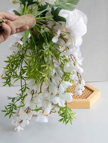 Boho Wedding Waterfall Bouquet Artificial Silk Flowers, Handmade Faux Rose & Butterfly Orchid Bridal Cascade Bouquet For Wedding Photoshoot Party Decor,Festival,Elegant - Multicolor - View 4