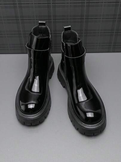 Vintage High-Top Sneakers For Men, Versatile Casual Shoes For Autumn/Winter, Plus Size, Comfortable , Breathable, Suitable For Daily Commute, Simple Solid Color, Outdoor Hiking, Chelsea Ankle Boots For Young Men