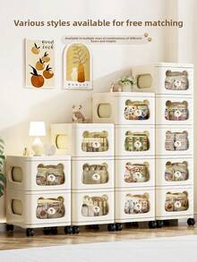 Multi-Purpose Storage Drawers,Removable Multi-Layer Drawer Storage Cabinet,3/4/5 Tier Drawers Storage Cabinet Rolling Utility Cart With Wheels, Movable Large Capacity Storage Cabinet For Snacks Toys Storage, Cartoon Trolleys Cream White Nightstands Rolling Cart With Drawers To Organize ,Room Easy Install High Quality And Movable , Multi-Purpose Organizer For Toys Clothes Diapers Sundries, Ideal Home Storage Solution For Small Spaces - Nhiều màu - Xem 4