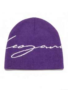 1pc Ins Style Minimalist "Elegance" White Letter Knit Beanie - Versatile Fashion Item For Spring & Autumn - Knitted Hat - View 23