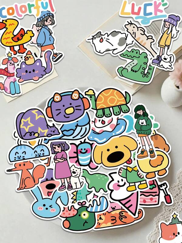 50pcs Pet Planet Adorable Creative Stickers DIY Guitar Luggage Refrigerator Water Cup Planner Supplies Decorative Laptop Personalization Stickers