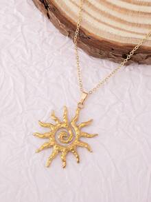 1pc Sun Flame Necklace, Sun Pendant Necklace, Holiday Gift - Style 1 - View 3