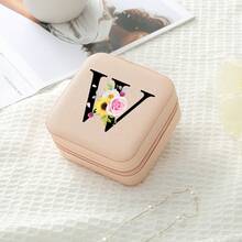 1个花卉字母首饰盒，A-Z字母旅行首饰盒，伴娘，结婚礼物，字母戒指盒，女士礼品盒，PU皮革首饰盒（适用于戒指、吊坠、耳环、项链等） - 女孩和女士礼品盒。 - Floral Alphabet - 查看 37