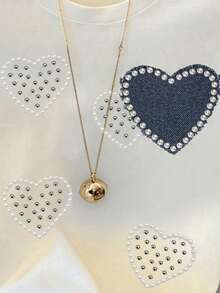 Camiseta de manga corta, cuello redondo, casual, blanca de verano para mujer - Blanco - Ver 3