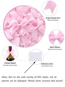 50pcs-Pink Gift Wrapping Bow, Elegant Bow For Gift Wrapping, DIY Crafts, Party Decorations, Baby Showers, Birthdays, Wedding Decorations, Christmas, Gift Bags - Pink Bow - View 4