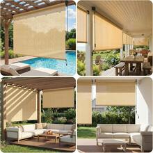 HDPE Shade Cloth For Vertical Awning, Aluminum Tube With Wireless Crank Operation, Vertical Awning, HDPE Shade Cloth For Patio Pergola, Balcony Awning - 卡其色 - 查看 5