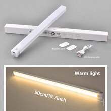 6pcs 20cm/30cm/50cm LED 3-Color Changing Cabinet Lights With Sensor, Ultra-Thin Smart Kitchen Counter Lights, Wardrobe Home Decor Lights, Rechargeable Battery & Motion Sensor, Wireless Self-Adhesive For Cabinet, Shoe Rack, Entrance, Indoor & Outdoor Decoration Lighting, Essential Home Accessory For Kitchen, Bedroom, Wardrobe, 200/350mAH - 櫥櫃燈 - 查看 16
