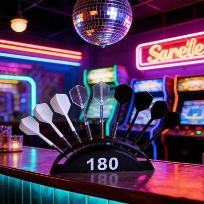 飞镖架 9 支装 钢制软式飞镖架 重型节省空间桌面飞镖收纳架