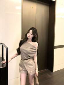 Women Tops - Khaki - View 6
