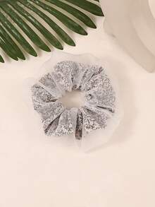 1个黑色/灰色法式压纹发圈，适合日常佩戴，多功能高端马尾辫发圈 - 彩色 - 查看 8