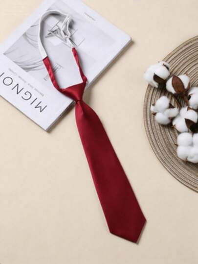 1pc Women's Red School Uniform Style Tie, Versatile For Party, Performance, And Fashion Wear